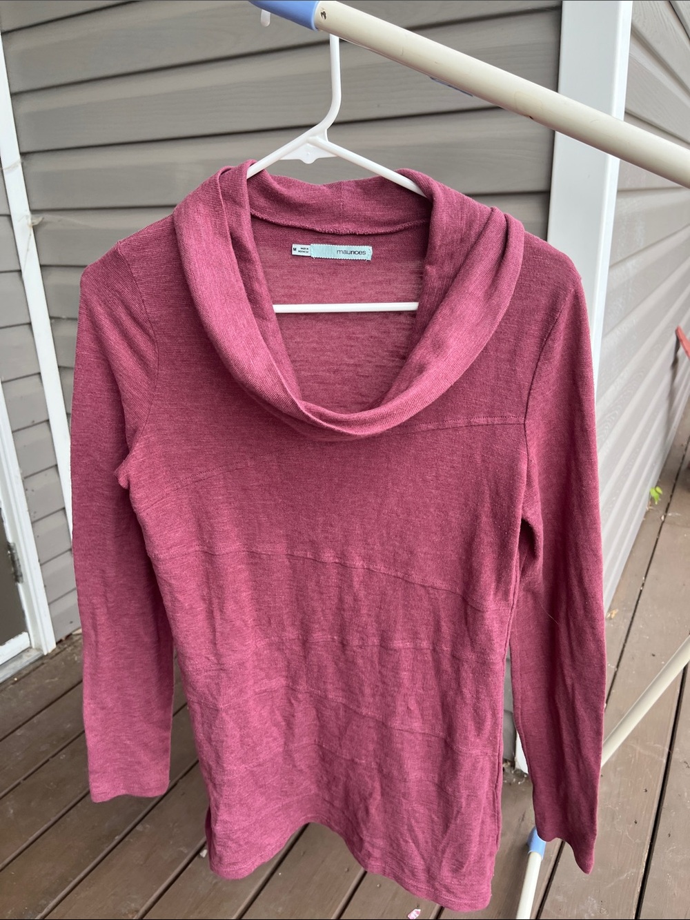 Maurice's Cowl Neck Pullover. Medium. Dark rose / earthy raspberry